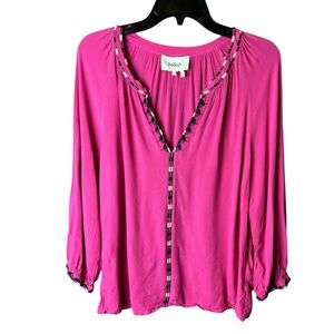 ba&sh Pink Theo Puff-Sleeved Blouse Top